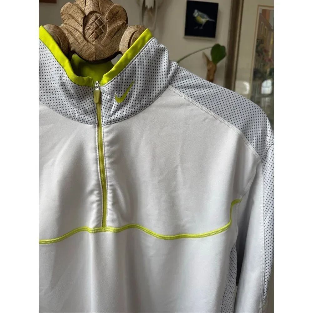 Nike Golf Pro Tour Quarter Zip Pullover White Grey Neon XL